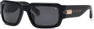 Philipp Plein Spp 182M 0700 Zonnebrillen - Heren - Zonnebrillen - Zwart - 56 MM - Accessoires