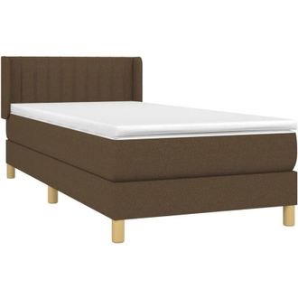 vidaXL Cama Box Spring Con Colch&oacute;n Tela Marr&oacute;n Oscuro 90x190 Cm Vidaxl