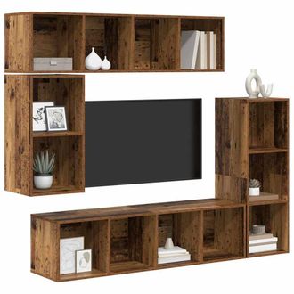 Berkfield Home Modern Wall-mounted with Storage 4 pcs Old wood Engineered wood in Brown