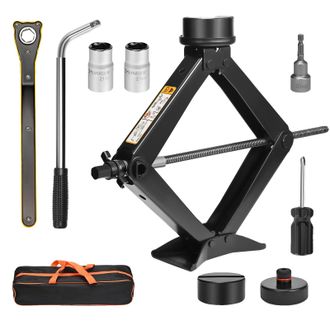 OEM Kit De Gato De Tijera, Capacidad De 3 Toneladas, Incluye Adaptador Para Taladro El&eacute;ctrico, Color Negro