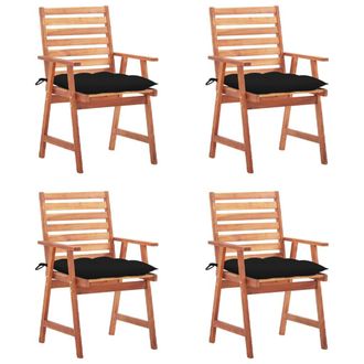 vidaXL Vidaxl - Sillas Comedor De Jard&iacute;n Y Cojines 4 Uds Madera Maciza Acacia