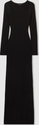Good American Womens Black Ribbed Midi Dress, Size: 16