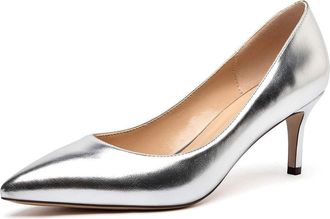 Castamere Womens Pointed Toe Stilettos Pumps Mid Heels Slip-On Court Shoes 2.6IN Silver Pu Pumps UK 9.5/10