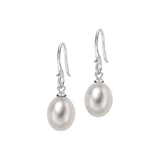 Dower & Hall 8mm Oval Dove Grey Freshwater Pearl Earrings
