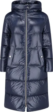 Herno Blue Hooded Padded Fabric Down Jacket