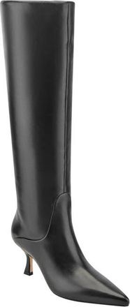 Marc Fisher Visola Pointed Toe Knee High Boot in Black Smooth Leather at Nordstrom, Size 9.5