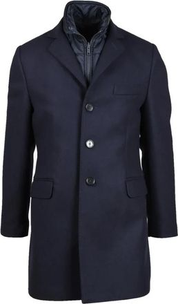 Fay Single-Breasted Jas - Heren - Mantel - Blauw - S - Wol - Jassen