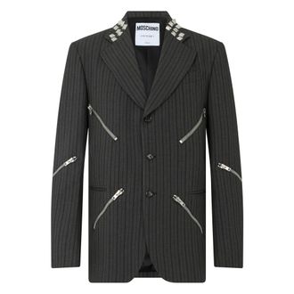 Moschino Single-breasted Jacket with Decorative Zip - male - Moschino - Blazers - Black - L - Jackets