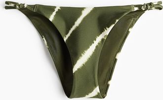 H&M Cheeky Tanga-Bikinihose - Dunkelgr&uuml;n/Gestreift