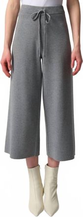 Joseph Ribkoff Drawstring Pull On Cropped Wide-Leg Knit Pants In Grey Melange