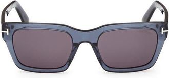 Tom Ford Andy 53mm Square Sunglasses in Transparent Navy Blue/Smoke at Nordstrom