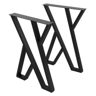 ML Design 2x patas de mesa industrial 50 x al 71cm acero negro dise&ntilde;o en forma x