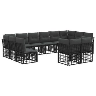 vidaXL Conjunto De Sof&aacute;s De Exterior Negro Y Gris Oscuro Poli&eacute;ster Vidaxl