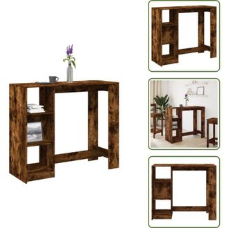 vidaXL The Living Store Tavolo Bar con Ripiano Rovere Fumo 124x46x103,5 cm Multistrato - Tavolo bar con ripiano