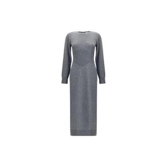 Givenchy Lange Gebreide Jurk - Dames - Jurken - Grijs - Maat: S Kasjmier