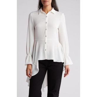 Patrizia Luca Hilo Asymmetric Button-Up Shirt in Off White at Nordstrom Rack, Size X-Small
