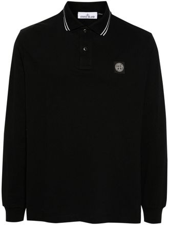 Stone Island logo-patch polo shirt - Black