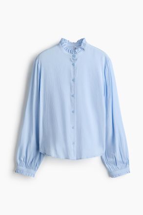 H&M Bluse mit Volantkragen - Hellblau