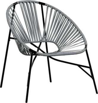 vidaXL Vidaxl - Silla De Jard&iacute;n Con Forma De Huevo Rat&aacute;n Sint&eacute;tico Negro Y Gris