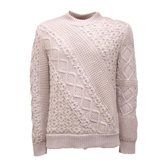 Paolo Pecora Round-neck Knitwear, male, White, S, Wool Jumper in Cream Color