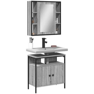 vidaXL Set Mobili da Bagno 2 pz Grigio Sonoma in Legno Multistrato - Vidaxl