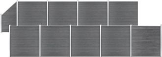 vidaXL Vidaxl - Set De Valla 9 Cuadradas + 1 Oblicua Wpc Gris 1657x186 Cm