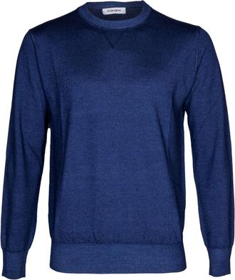 KANGRA Round-neck Knitwear, male, Blue, M, Girocollo rasato finezza 14