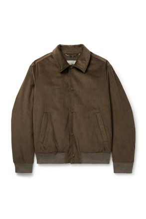 Canali Leather-Trimmed Cotton-Corduroy Blouson Jacket