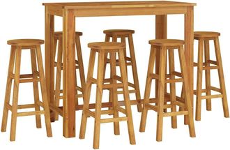 vidaXL Mesa Y Taburetes Altos De Jard&iacute;n 7 Pzas Madera Maciza Acacia Vidaxl