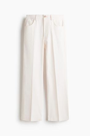H&M Bootcut Cotton Canvas Trousers in White at Nordstrom, Size 20