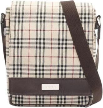 Burberry Pre-owned Cross Body Bags, female, Beige, Size: ONE SIZE Pre-owned Canvas Shoulder Bag