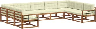 vidaXL Conjunto De Sof&aacute;s De Exterior 9 Uds. Natural Y Crema Vidaxl
