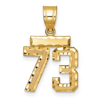 Diamond2Deal 14k Yellow Gold Small Brushed Diamond-cut Number Charm Pendant