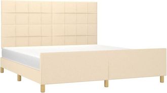 vidaXL Cama Sin Colch&oacute;n Tela Color Crema 160x200 Cm Vidaxl