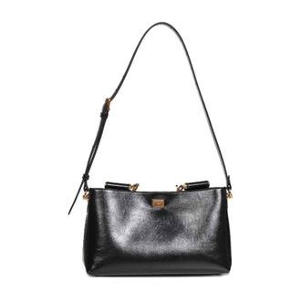 Dolce & Gabbana Shoulder Bags, female, Black, Size: ONE SIZE Medium Vittoria Calfskin Handbag