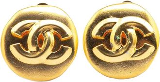 Chanel 1996 Gold Plated CC Round Clip On Earrings costume earrings - women - Gold Plated - One Size