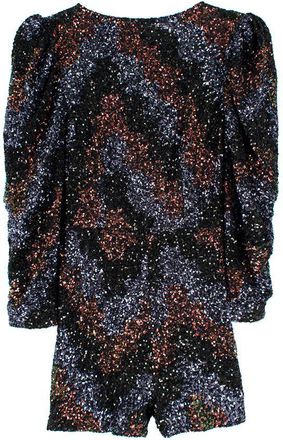 Osman Sequin Puff-sleeve Playsuit Size S