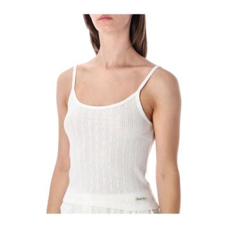 Sporty & Rich Conjunto de Camiseta y Pantalones Cortos de Punto Acanalado - Tops - Mujer - Blanco - L