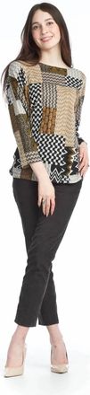 Papillon Patchwork Print Sweater With Tab Sleeves In Brown