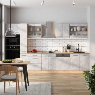 Vicco Cocina Completa R-line, Hormig&oacute;n/roble Dorado, 350 Cm, Et Antracita