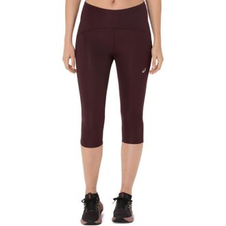 Asics Lauftights ASICS ROAD HIGH WAIST CAPRI TIGHT, Damen, Gr. XL, N-Gr, schwarz currant, Obermaterial: 78% Polyester, 22% Elasthan, Hosen Lauftights