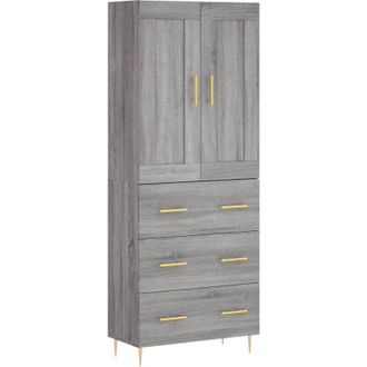 vidaXL Vidaxl - Aparador Alto Madera Contrachapada Gris Sonoma 69,5x34x180 Cm