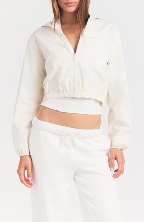 SKIMS Swiss Cotton Crop Zip Hoodie in Egret at Nordstrom, Size Xx-Small