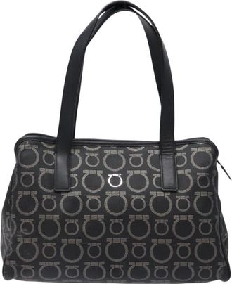 Ferragamo Gancini Black Pvc Tote Bag (Pre-Owned)