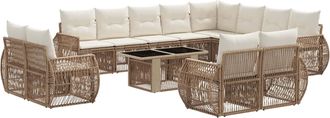 vidaXL Conjunto De Sof&aacute;s De Jard&iacute;n 13 Uds. Beige Y Blanco Crema Vidaxl