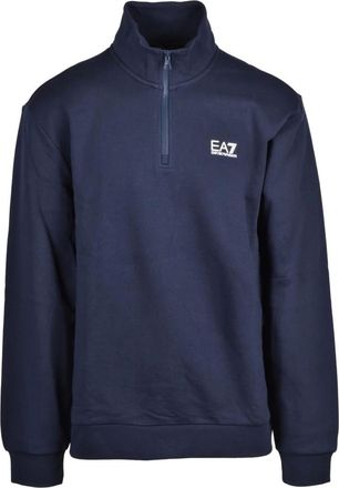 Emporio Armani Vest met rits - Heren - Sweatshirts & Hoodies - Blauw - Maat: 2XL Katoen