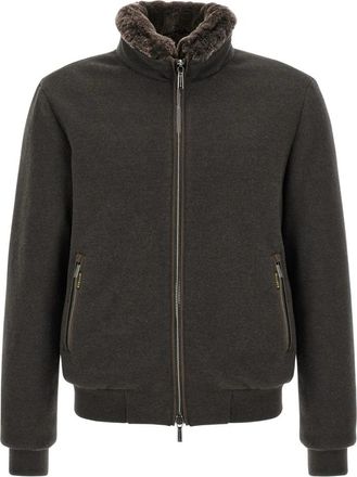 Moorer Bellati-MRW Bomberjack - Heren - Bomber jackets - Bruin - M - Wol - Jassen