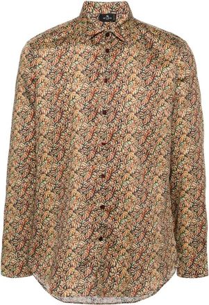 Etro Shirt met Palmboomprint - Heren - Casual Overhemden - Veelkleurig - L - Katoen - Overhemden