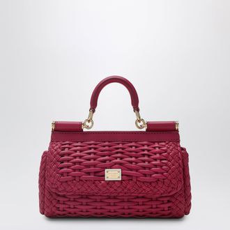 Dolce & Gabbana Sicily mini woven nappa leather bag in hibiscus