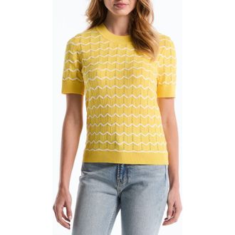 Shelli Segal Chevron Short Sleeve Sweater in Aspen Gold at Nordstrom Rack, Size X-Small